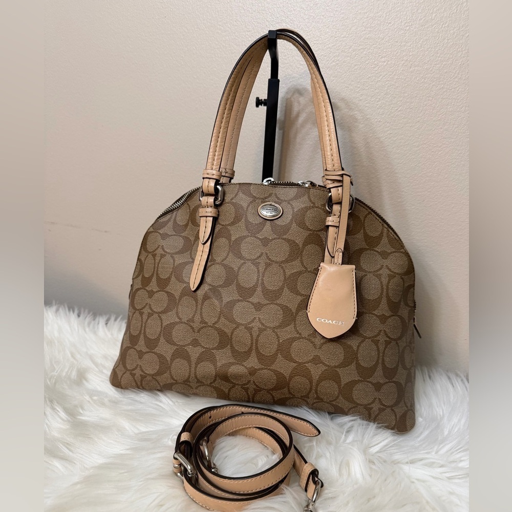 Coach Tan and Brown Signature Satchel